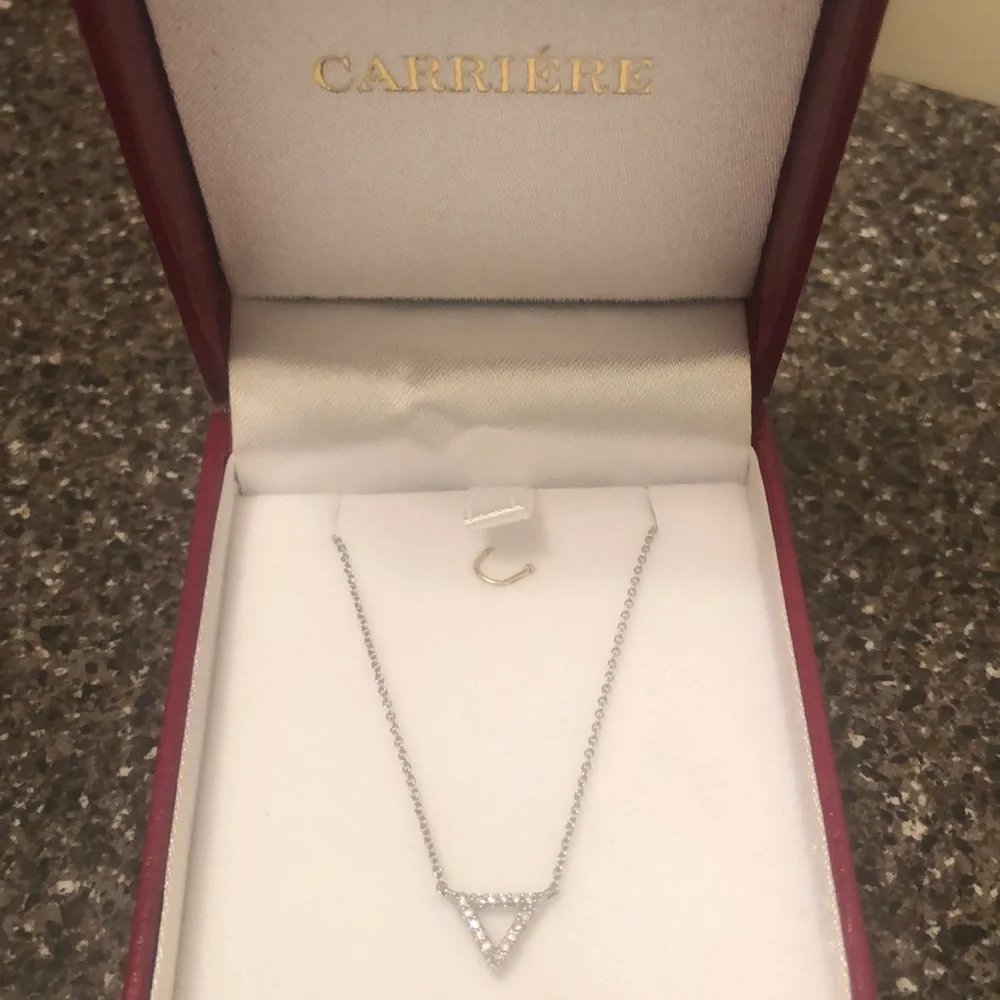 Carriere Sterling Silver Triangle Diamond Pendant